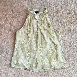Buckle Black Light Green High-Neck Sleeveless Top Size Medium Flowy Tribal